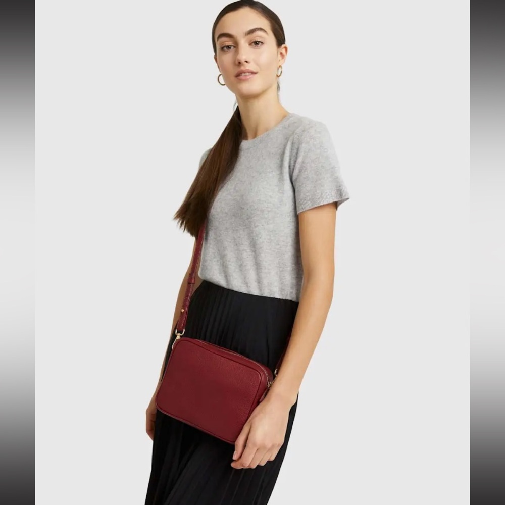 Quince Italian Leather Crossbody Bag Burgundy Small Camera Bag Like New